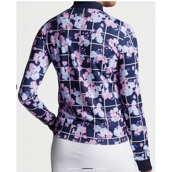 Peter Millar Golf Birdie Sport Top Womens Sweatshirt Size S Pullover Navy Floral - Picture 2 of 13
